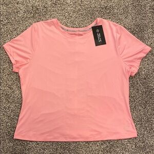 ZELOS Light Pink Ruffle Short Sleeve Top